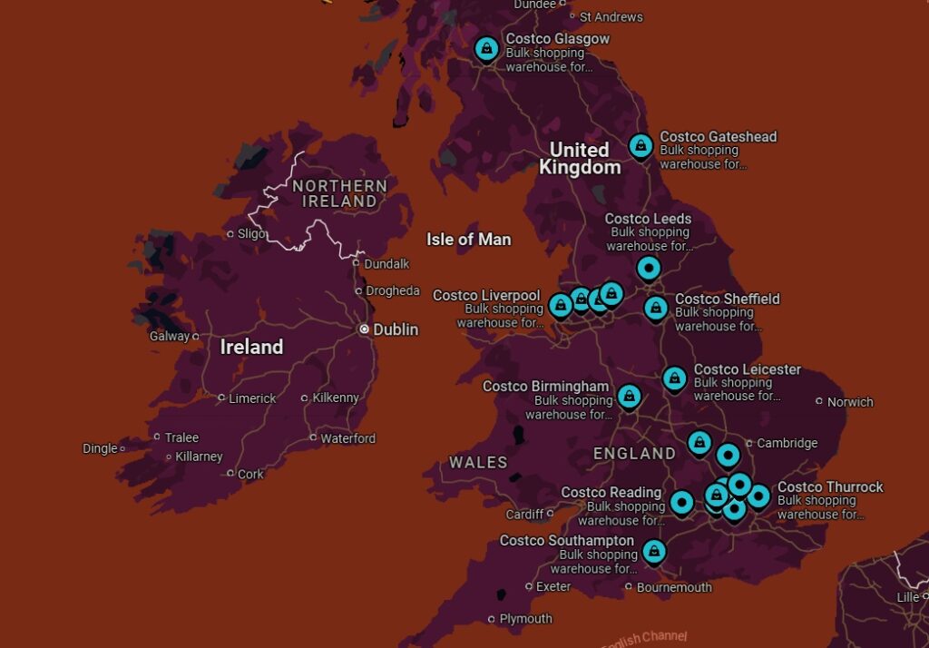 Costco Stores All Across Uk